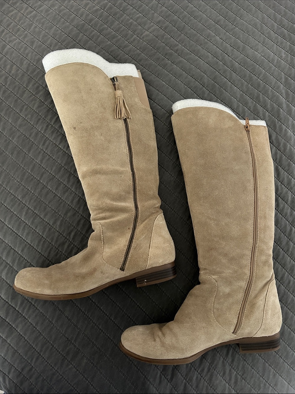 Naturalizer Women's Tall Suede Knee-High Boots in Beige